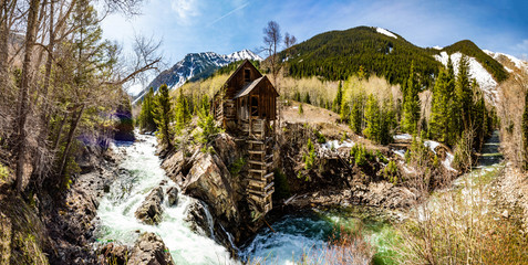 Waterfall at Old Crystal Mill White river national forest Colorado