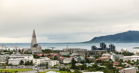 Reykjavik panorama shot from the Perlan observation deck