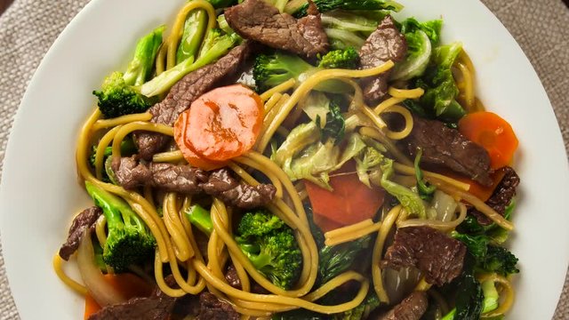 Thai food Pad thai , Stir fry noodles with meat and vegetables