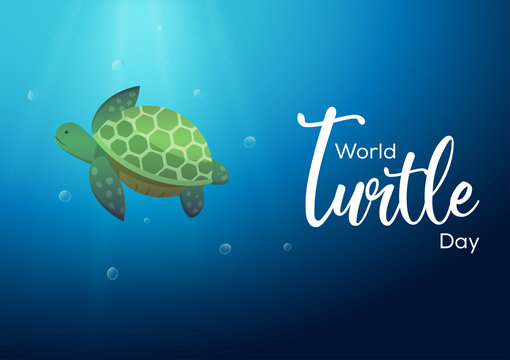 turtle in the ocean vector for world turtle day on 23 may poster