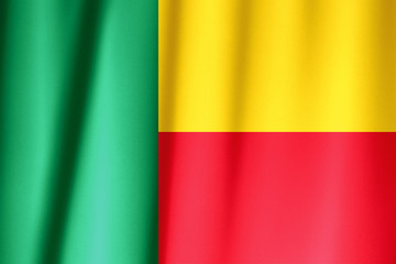 Silk Flag of Benin. Benin Flag of Silk Fabric.
