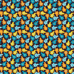 Colorful childish seamless pattern, vector. Abstract floral organic texture