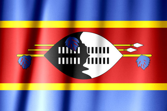 Silk Flag of Eswatini. Eswatini Flag of Silk Fabric.