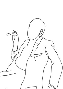 Drawings line, young modeling poses