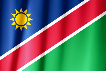 Close up shot of wavy Namibian flag