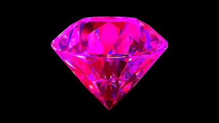 Diamond under neon lights. 3D-rendering.