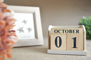 October 1, Date design in natural concept.