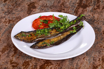 Grilled eggplant with bell pepper
