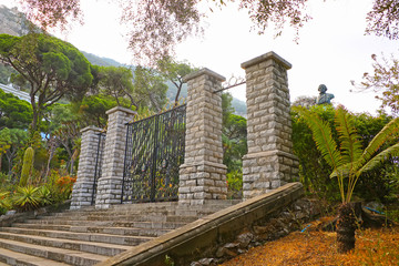 Entrance gate to the La Alameda Gardens which are a botanical gardens in Gibraltar, British overseas territory