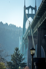 View of St. Johns bridge from Cathedral Park