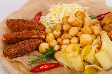 Caucasian cheeses plate mix snack