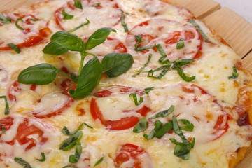 Pizza with tomato and cheese