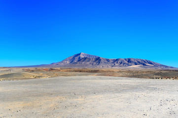 Footpath to the most beautiful beaches in Lanzarote. Papagayo, Playa Blanca, selective focus