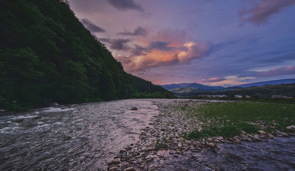 Wonderful magnificent sunset over the mountains