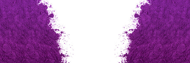 Abstract background of purple dry powder paint. Copy space in a center.