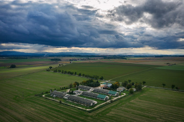 Polish state collective farm in the field 