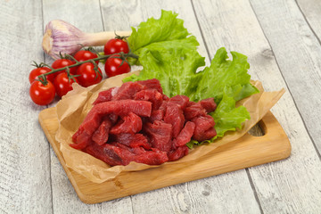 Raw beef meat sliced for cooking