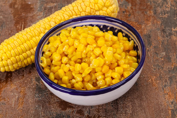 Young corn seeds in the bowl