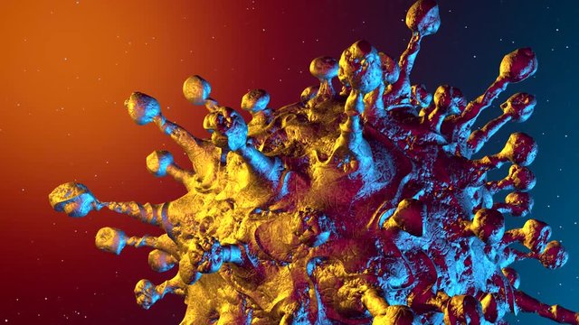 Microscopic view of infectious Sars-CoV-2 omicron arcturus virus cells. Coronavirus disease COVID-19 outbreak. 3D animation