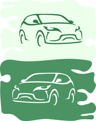 Auto style car logo design with concept sports vehicle icon silhouette
 on retro background. Vector illustration.