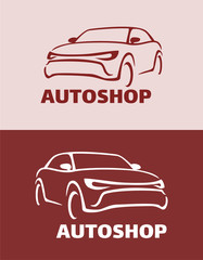 Auto style car logo design with concept sports vehicle icon silhouette
 on retro background. Vector illustration.