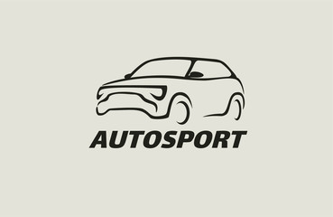 Obraz premium Auto style car logo design with concept sports vehicle icon silhouette on retro background. Vector illustration.