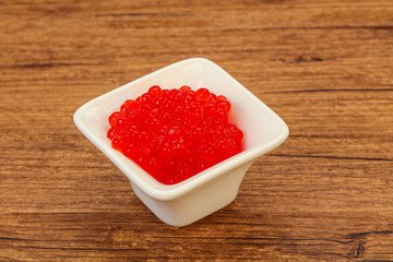Red salmon caviar in the bowl
