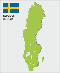 Vector illustration, map Sweden with Swedish flag in correct CMYK (blue=C 100%, M 50%, Y 10%, Yellow=C 0%, M 20%, Y 100%). Map of Sweden with soft edges, makes it easier in presentation. EPS10.