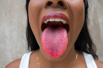 African-American woman with tongue out