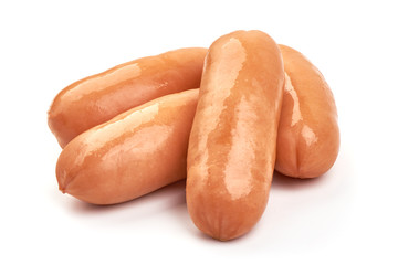 Pork boiled sausages, isolated on white background