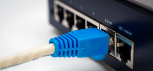 LAN network and internet connection, Ethernet RJ45 cable plug to lan port,modem router.