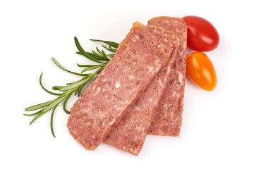 Canned stew, preserved meat, isolated on white background