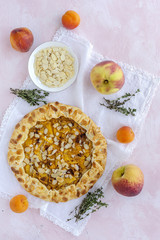 Homemade tart galette with peaches