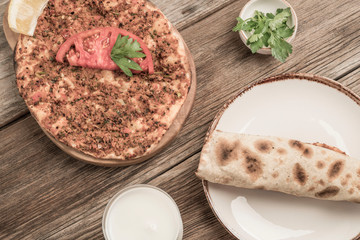 Turkish pizza, made of ground beef and onion