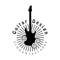 guitar logo design concept vector
