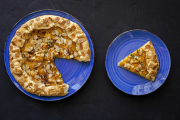 Homemade tart galette with peaches