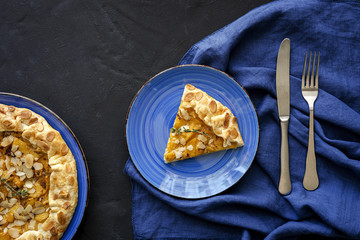 Homemade tart galette with peaches
