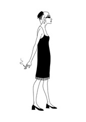 woman with cigarette isolated