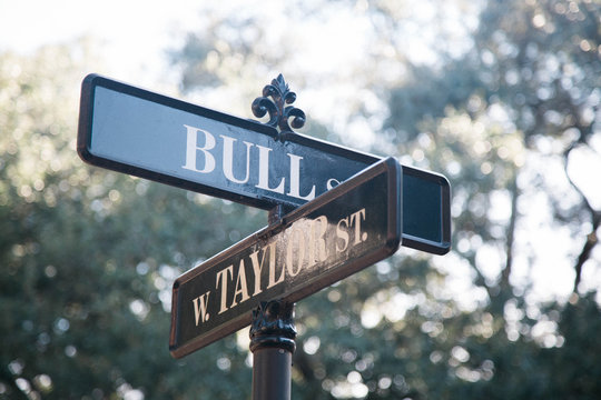 Bull And Taylor Street Sign Savannah Georgia GA 