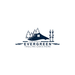 Pine Evergreen tree vintage retro hipster Logo design
