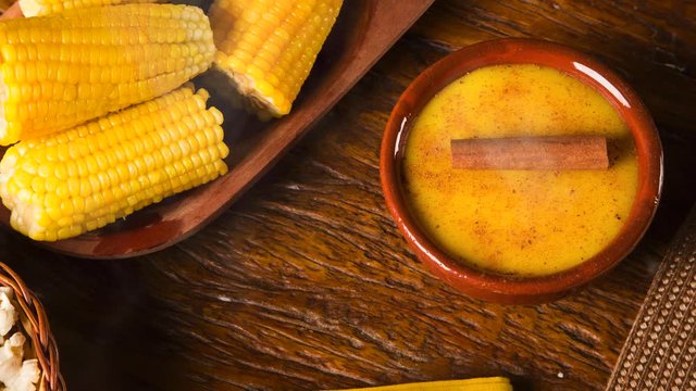 Typical Brazilian junina party sweets - canjica / curau and corn with smoke.