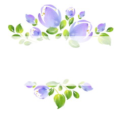 Elegant flower frame for your design 3. Watercolor illustration. Hand drawing. Ideal for postcards, invitations, and business cards.