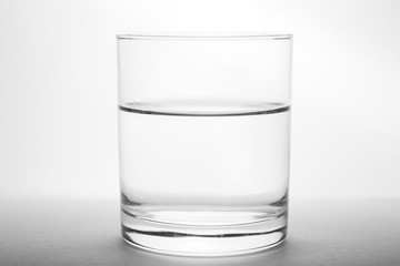 glass of water on a white background
