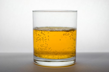 Vitamin C effervescent tablet in a glass of water. Preventing Coronavirus. 
