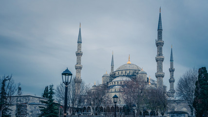 Fototapeta na wymiar Beautiful Blue Mosque In Istanbul Turkey