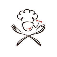 chef woman design with spoon and fork isolated on white background