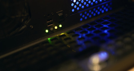 Computer actively processing big amounts of data