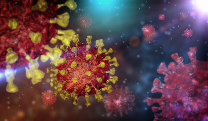 Coronavirus COVID-19 microscopic virus corona virus disease 3d illustration