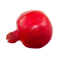 Isolated pomegranate. One whole pomegranate fruit isolated on white background. Fresh raw fruit. Side view