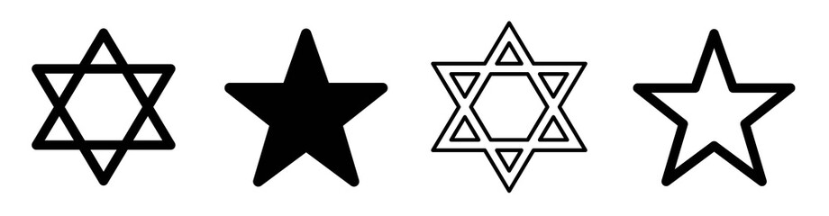 Obraz premium Star icons collection.Stars david line set. Stars symbol set icons. Stars in modern simple flat style design. Vector